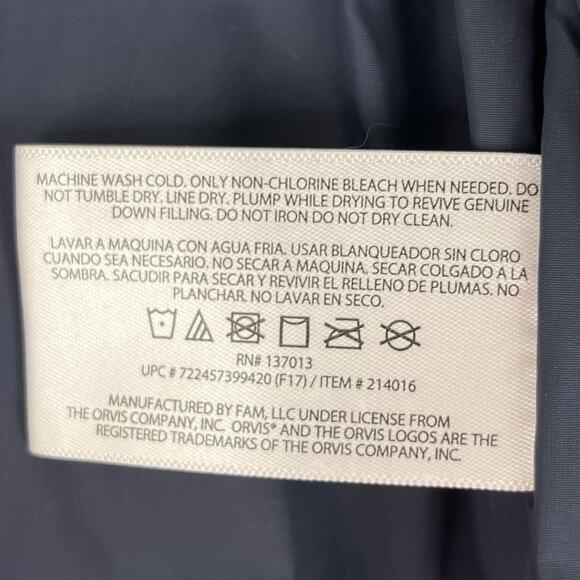 Orvis Men’s Duck Down Puffer Vest Full Zip Snap Outdoorsy Rugged Large Red - Picture 8 of 10